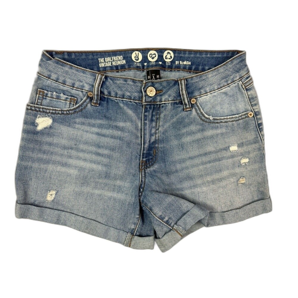 Peace Love Eco By Rewash Size 1 25 Womens Girlfriend Shorts Distress Cuff Hem